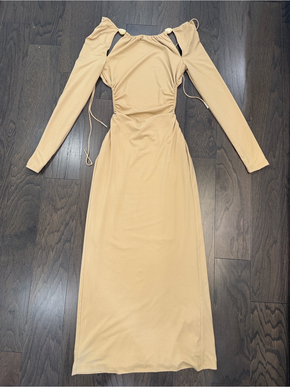 Significant Other Beige Long Sleeve Cutout Maxi Dress - Picture 3 of 7